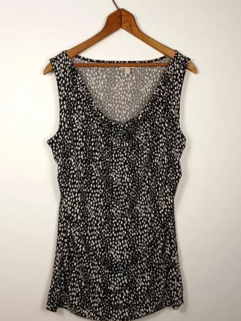 Banana Republic Polka Dot Draped Tank Top Women Large Stretch Blouse